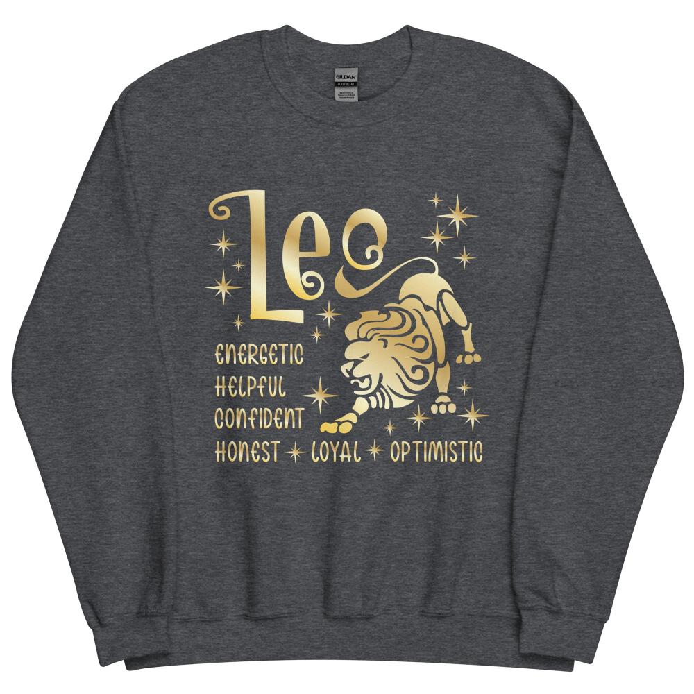 Leo Zodiac Positive Traits Sweatshirt - Dark Heather Color - https://ascensionemporium.net